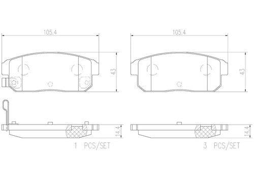 Brembo Rear Ceramic Brake Pad Fits 2002-2006 Nissan Sentra 4 Pc Brakes P49035N