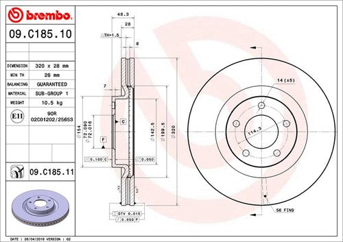 Brembo 09C18511C02 BRAKE ROTORS