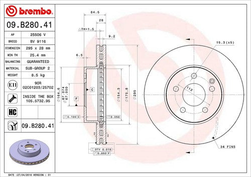 Brembo 09B28041C02 BRAKE ROTORS