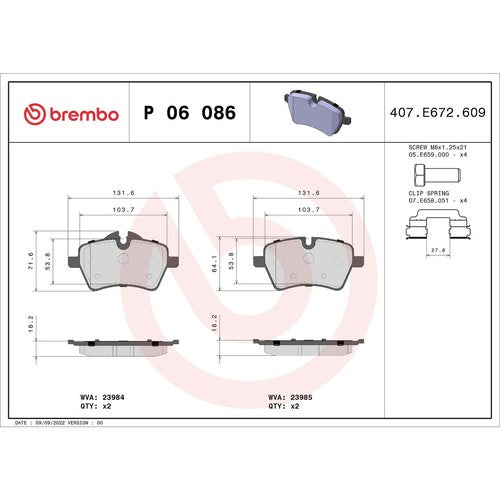 Brembo Front Low Metallic Brake Pads Fits 2002-2010 Mini Cooper Brake Pad P06086