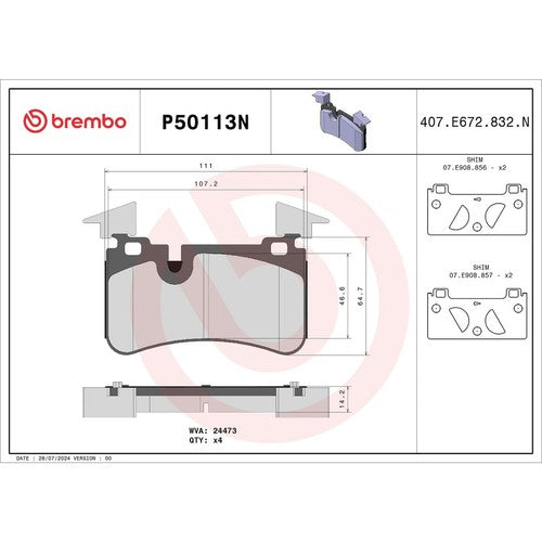 Brembo Rear Ceramic Brake Pads Fits 2008-2013 Mercedes-Benz C63 AMG P50113N