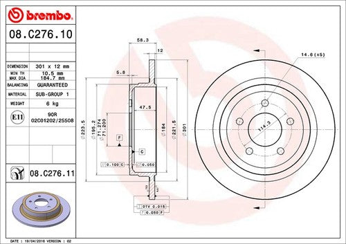 Brembo 08C27611C02 BRAKE ROTORS