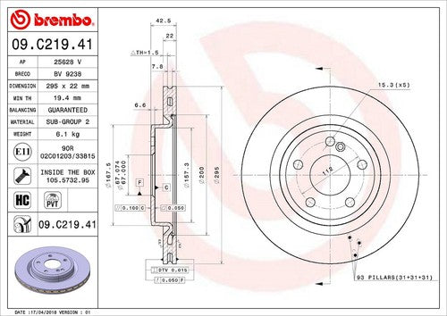 Brembo 09C21941C02 BRAKE ROTORS