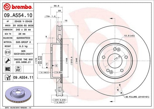 Brembo 09B55411C02 BRAKE ROTORS
