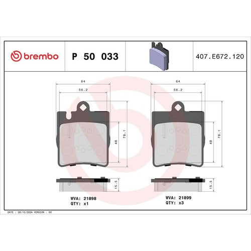 Brembo Rear Low Metallic Brake Pads Fits 2005-2011 Mercedes-Benz SLK350 P50033