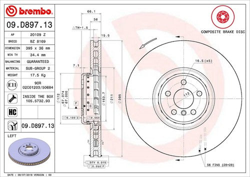 Brembo 09D89713C02 BRAKE ROTORS