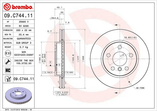 Brembo 09C74411C02 BRAKE ROTORS