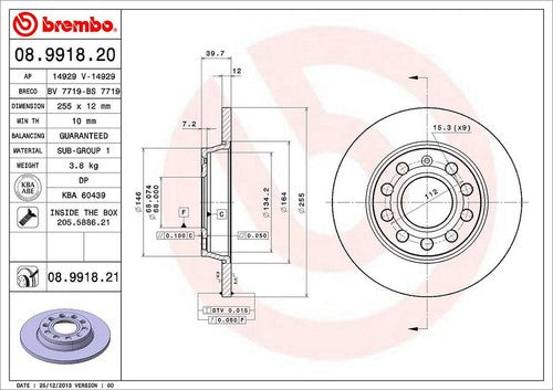 Brembo 08991821C02 BRAKE ROTORS