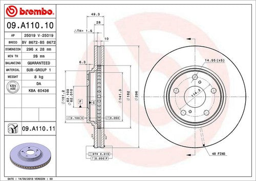 Brembo 09A11011C02 BRAKE ROTORS