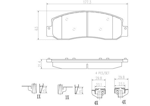 Brembo Front Ceramic Brake Pad Fits 2005-2007 Ford F-250 Super Duty 4 Pc P24119N