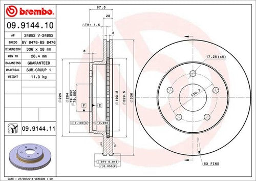 Brembo 09914411C02 BRAKE ROTORS