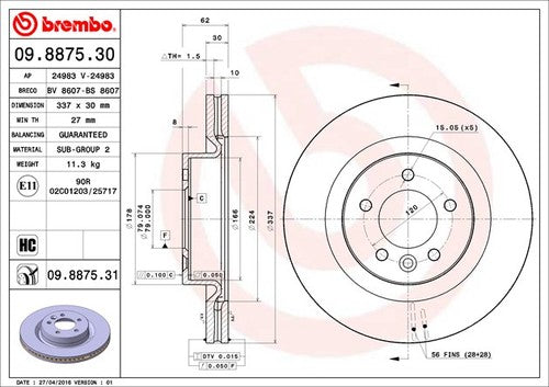 Brembo 09887531C02 BRAKE ROTORS