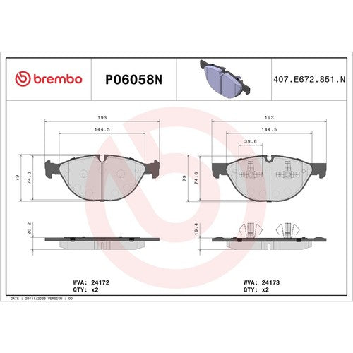 Brembo Front Ceramic Brake Pads Fits 2011-2018 BMW X5 X6 Brake Pads P06058N