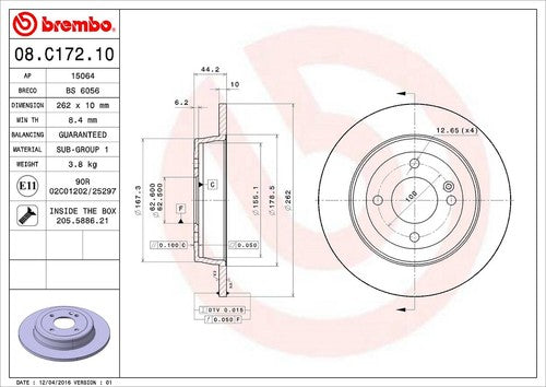 Brembo 08C17210C02 BRAKE ROTORS