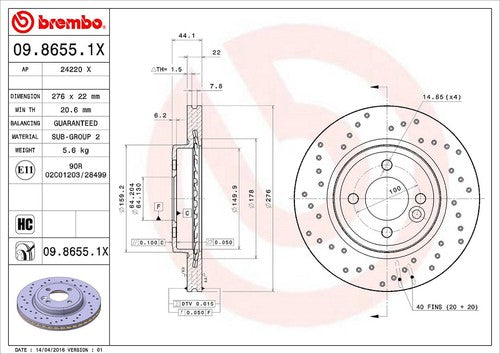 Brembo 0986551XC02 Xtra BRAKE ROTORS