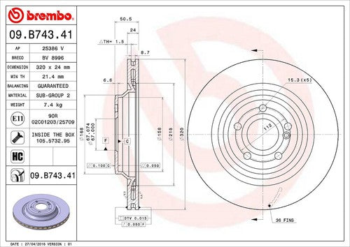 Brembo 09B74341C02 BRAKE ROTORS