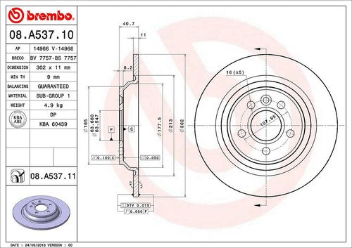 Brembo 08A53711C02 BRAKE ROTORS