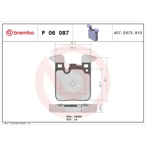 Brembo Rear Low-Metallic Brake Pads Fits 2016-2018 BMW 320i Brake Pads P06087