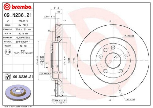 Brembo 09N23621C02 BRAKE ROTORS