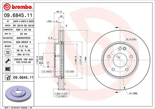 Brembo 09684511C02 BRAKE ROTORS