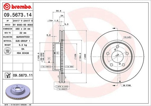 Brembo 09567311C02 BRAKE ROTORS