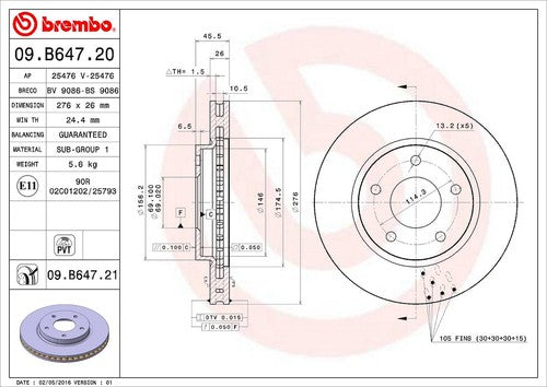 Brembo 09B64721C02 BRAKE ROTORS