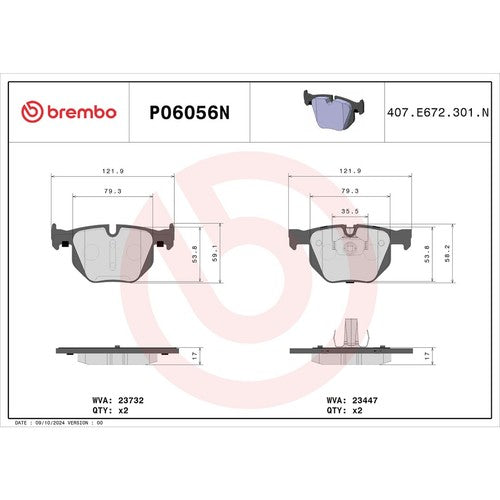 Brembo Rear Ceramic Brake Pads Fits 2009-2018 BMW X5 X6 Brake Pads P06056N