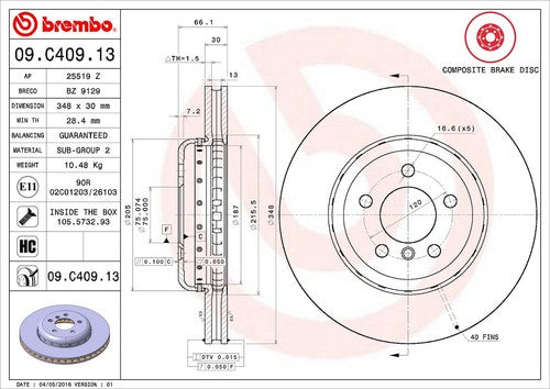 Brembo 09C40913C02 BRAKE ROTORS