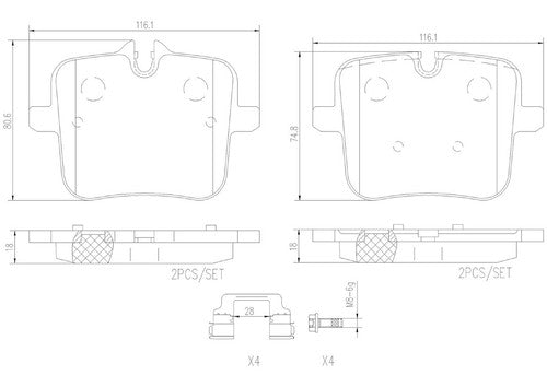 Brembo P06109N Brake Pad FMSI Number D2059-9292 Ceramic Set Of 4