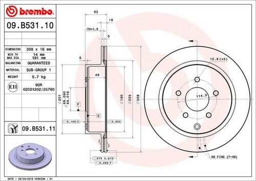 Brembo 09B53111C02 BRAKE ROTORS