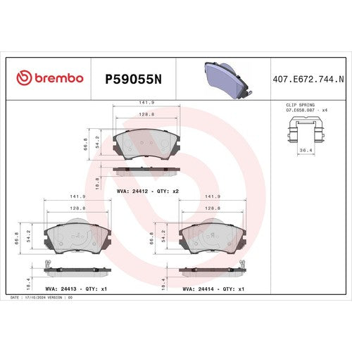 Brembo Front Ceramic Brake Pads Fits 2010-2015 Chevrolet Camaro 4 Pc P59055N