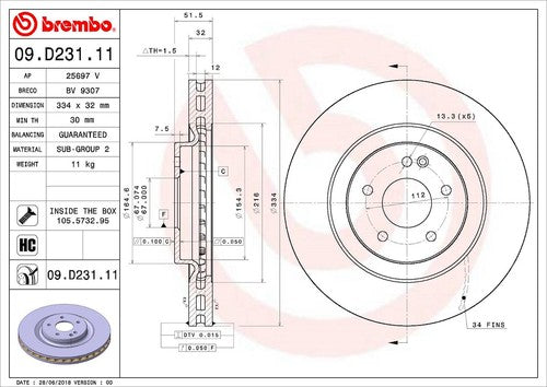 Brembo 09D23111C02 BRAKE ROTORS