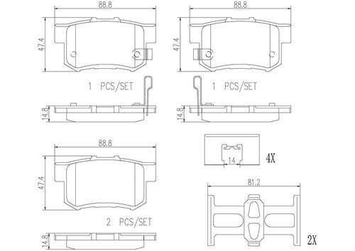 Brembo Rear Ceramic Brake Pads Fits 2007-2012 Acura RDX 4 Pc Brakes P28039N