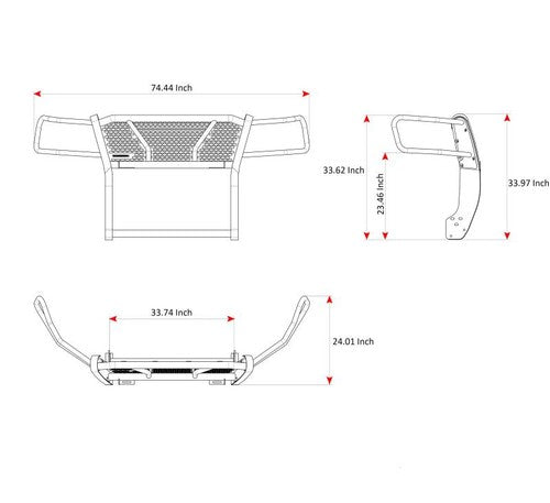 Black Horse Offroad RU-NIFR22-B-K1 Rugged Series GRILL GUARD