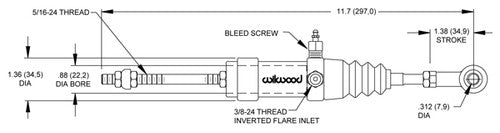 Wilwood Brakes 260-1333 Clutch Hydraulic Master Cylinder BRAKE MASTER CYLINDER