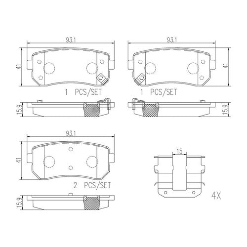 Brembo Rear Ceramic Brake Pads Fits 2010-2015 Hyundai Tucson 4 Piece P30051N