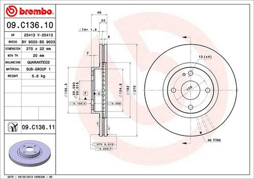 Brembo 09C13611C02 BRAKE ROTORS