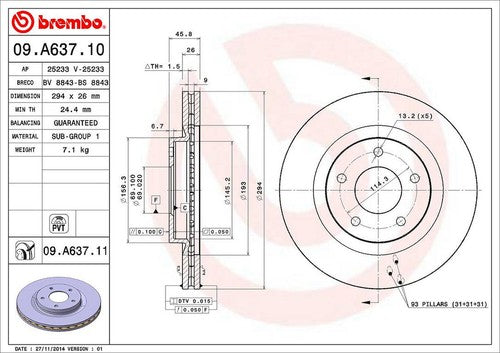 Brembo 09A63711C02 BRAKE ROTORS