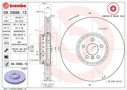 Brembo 09D89613C02 BRAKE ROTORS