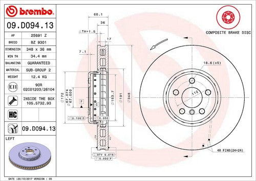 Brembo 09D09413C02 BRAKE ROTORS