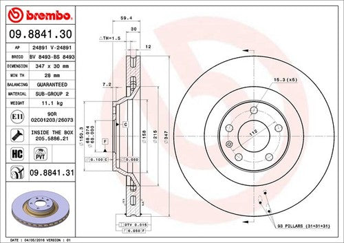 Brembo 09884131C02 BRAKE ROTORS