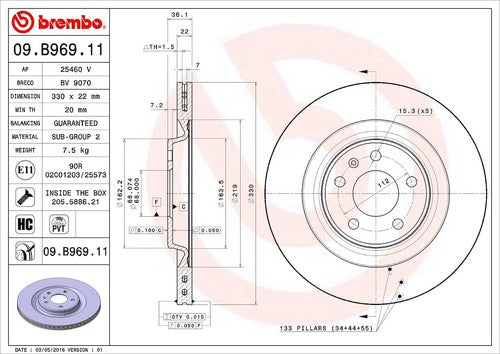 Brembo 09B96911C02 BRAKE ROTORS