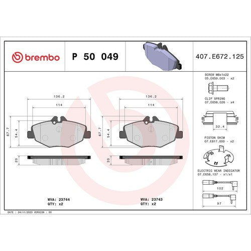 Brembo Front Low Metallic Brake Pads Fits 2003-2009 Mercedes-Benz E320 P50049