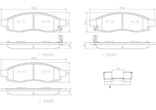 Brembo Front Ceramic Brake Pads Fits 2004-2007 Nissan Titan 4 Pc Brakes P58001N