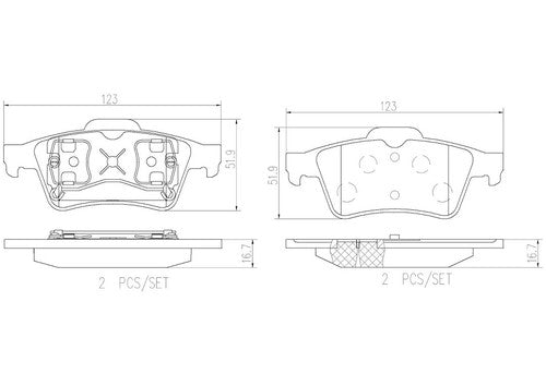 Brembo Rear Ceramic Brake Pads Fits 2003 Saab 9-3 Brakes 4 Piece P59044N