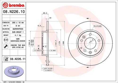 Brembo 08N22611C02 BRAKE ROTORS