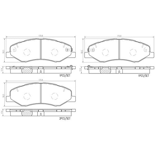 Brembo Front Ceramic Brake Pads Fits 2018-2020 Honda Odyssey 4 Pc Brakes P28102N