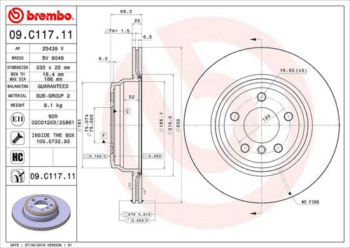 Brembo 09C11711C02 BRAKE ROTORS