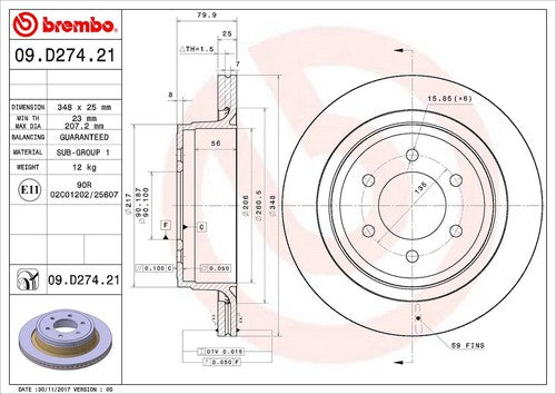 Brembo 09D27421C02 BRAKE ROTORS