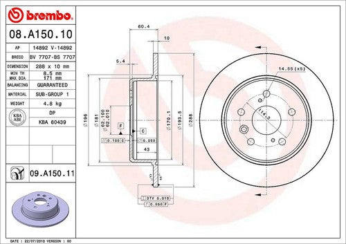 Brembo 08A15011C02 BRAKE ROTORS